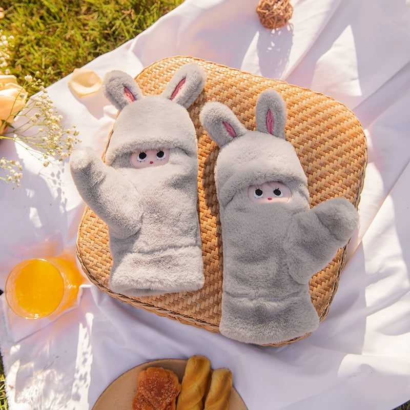 Women's Warm-Keeping and Cold-Proof Five-Finger Double-Layer Thickened Gloves for Autumn and Winter