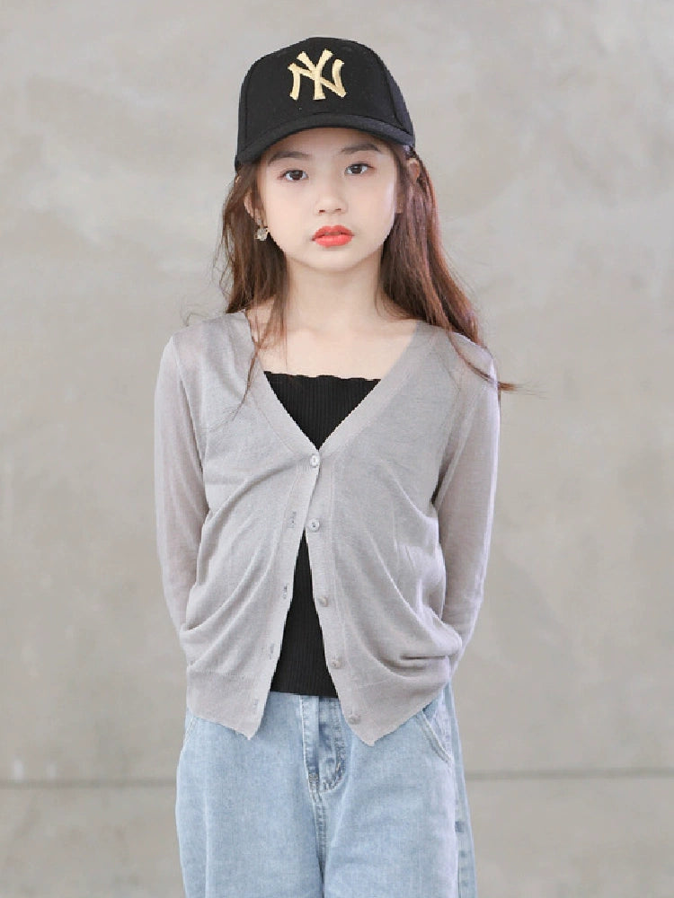 Stylish Medium and Large Children's Summer Clothes Air Conditioning Sweater Sweater