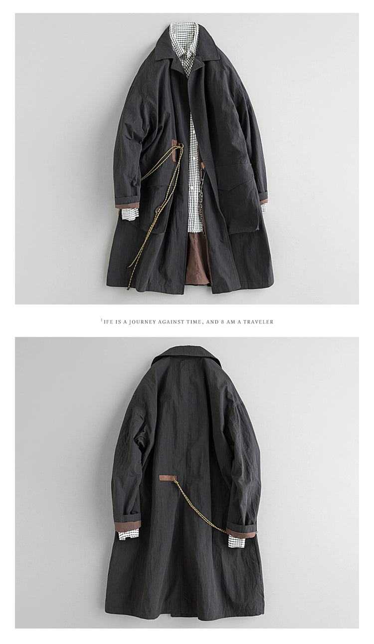 Spring & Fall Retro Removable Mid Length Long Length Outdoor Windbreaker Viralgem Store