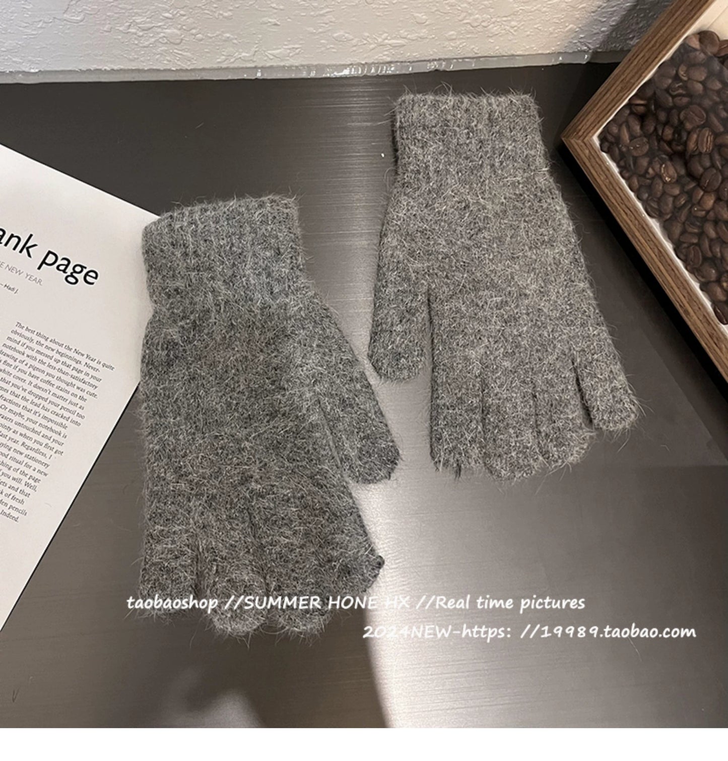 South Korea Ins Solid Color Cycling Gloves Student Cute Wild Cold-Proof Warm Finger Stuffed Knitted Gloves Female Winter