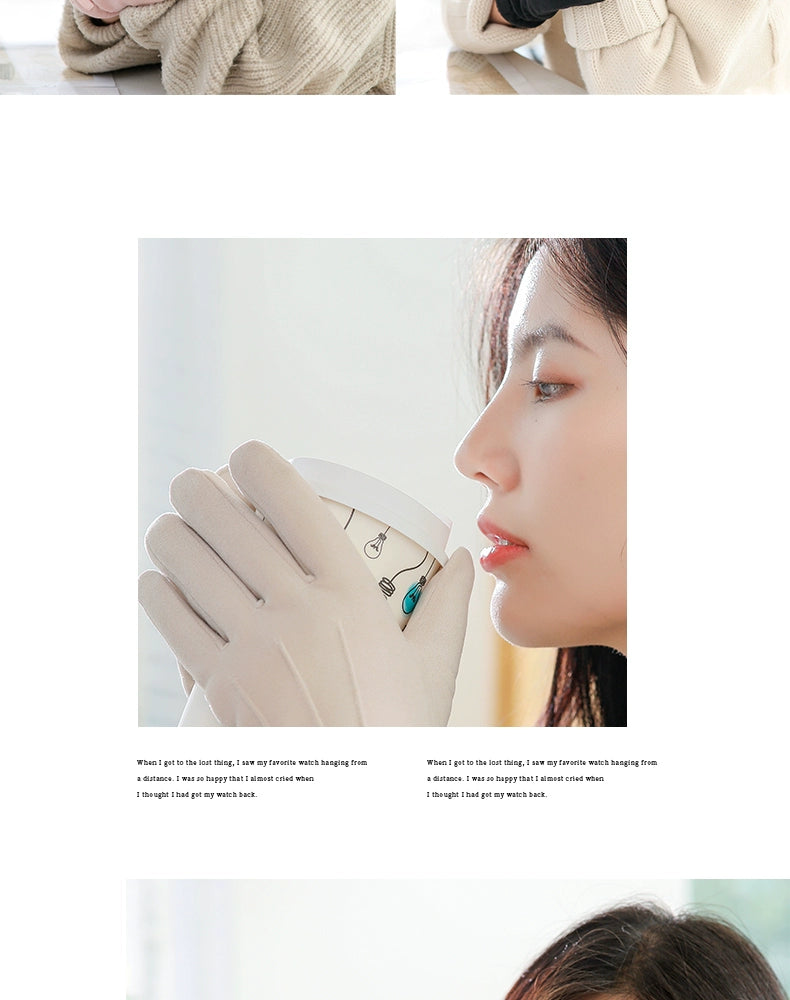 Women's Warm-Keeping and Cold-Proof Five-Finger Double-Layer Thickened Gloves for Autumn and Winter