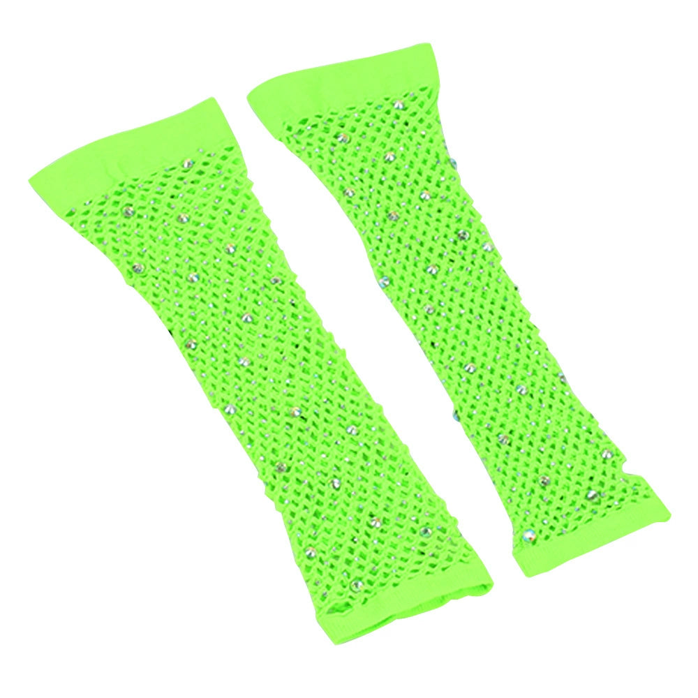 80 Ball Diamond Gloves Party Fishnet Stretch Mesh Gloves Fashion Retro Cross-Border Sexy Hot Drilling Sleeve Cover Viralgem Store