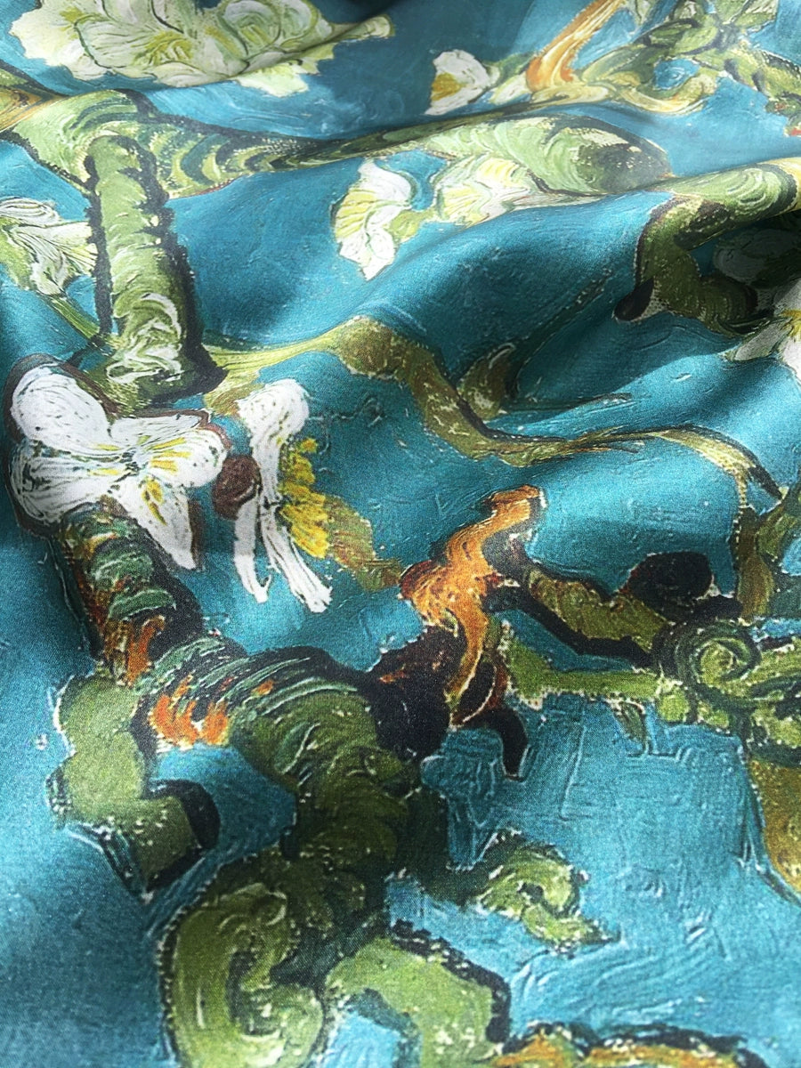 Vincent Van Gogh's Oil Painting Series Large Kerchief Middle-Aged Gift Real Silk Viralgem Store