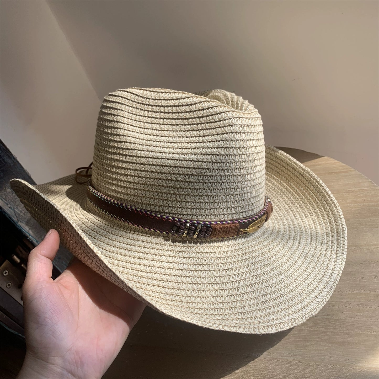 Straw Hat Foldable Couple Fishing Western Cowboy Hat