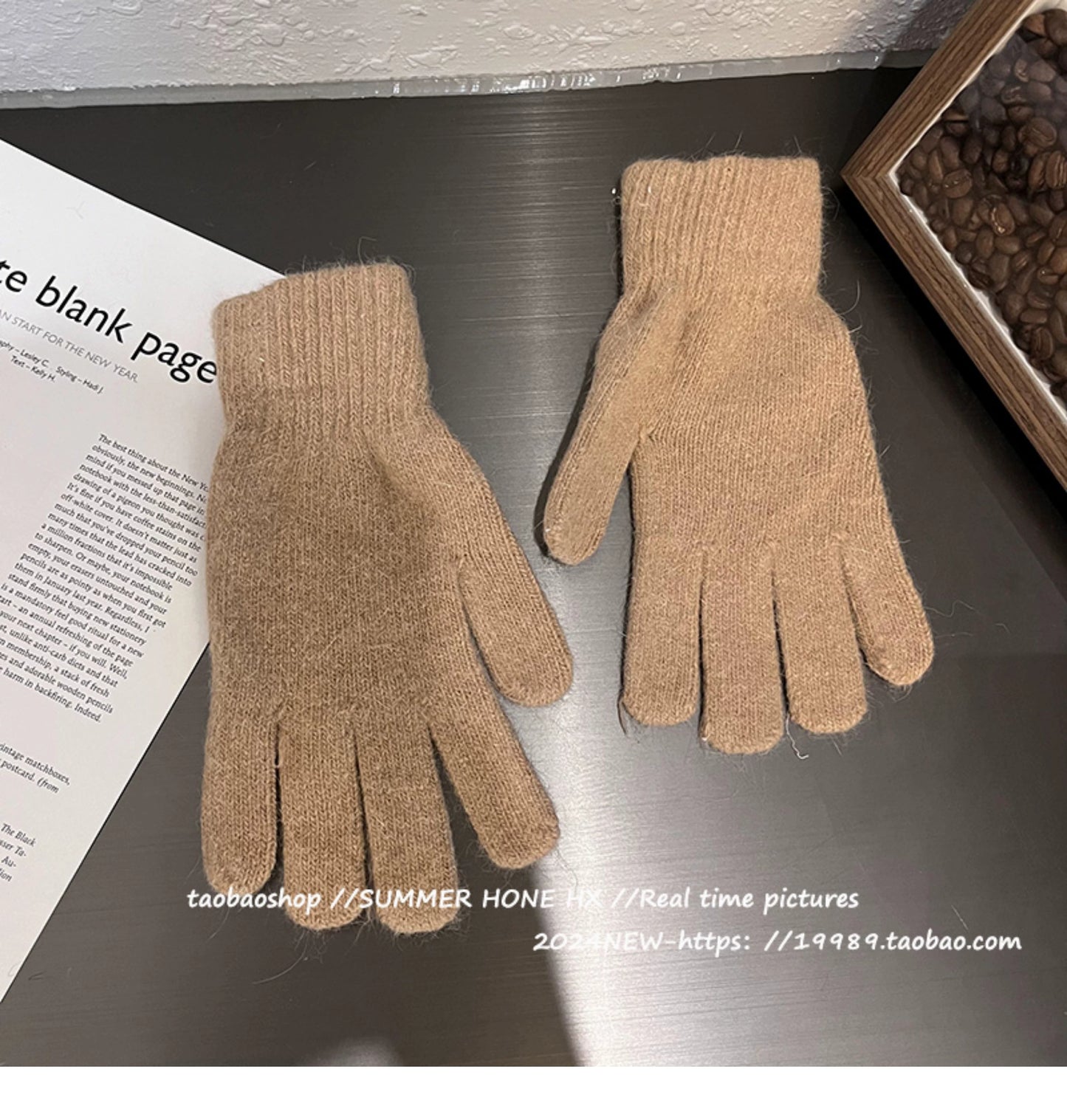 South Korea Ins Solid Color Cycling Gloves Student Cute Wild Cold-Proof Warm Finger Stuffed Knitted Gloves Female Winter