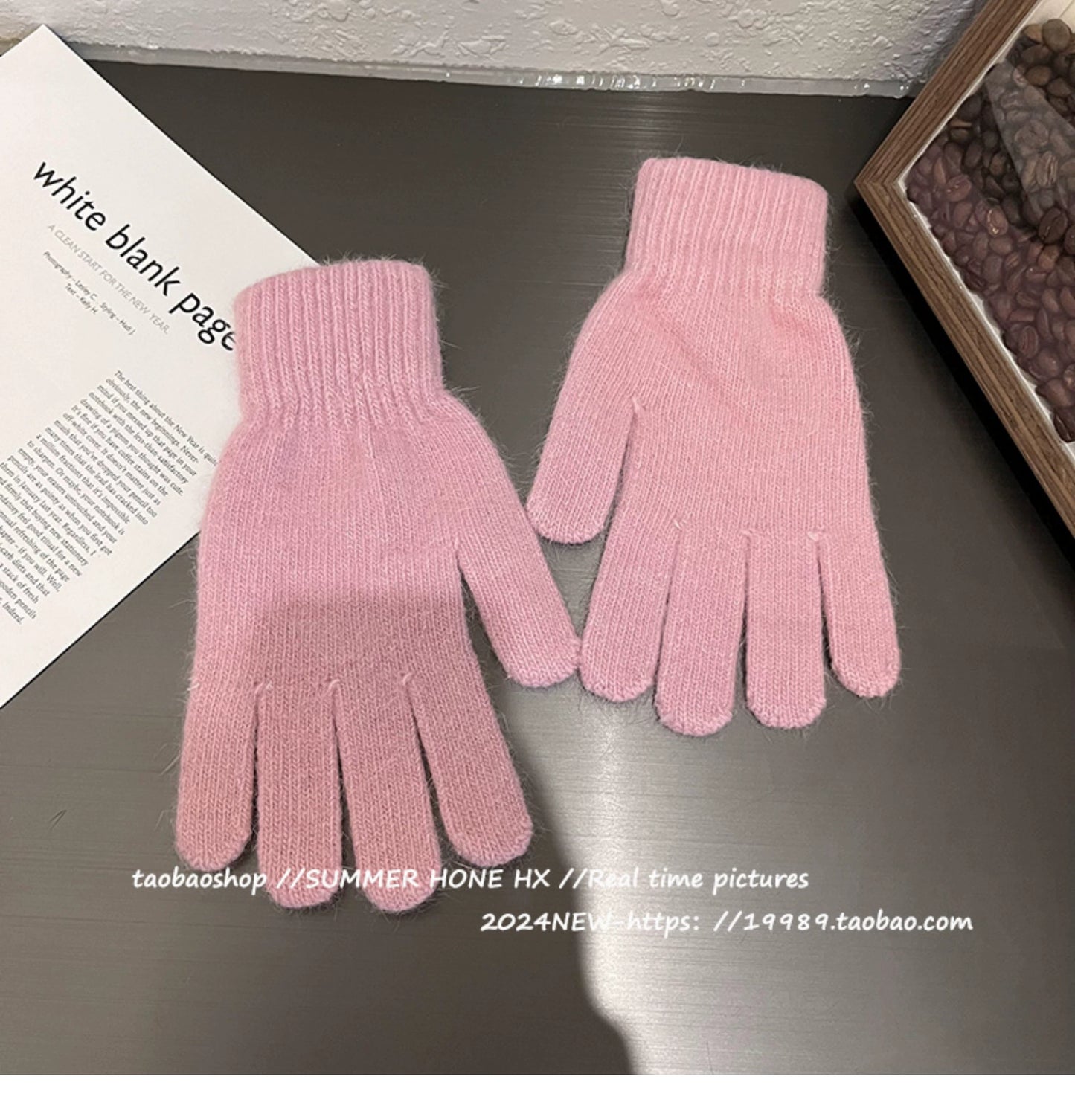 South Korea Ins Solid Color Cycling Gloves Student Cute Wild Cold-Proof Warm Finger Stuffed Knitted Gloves Female Winter