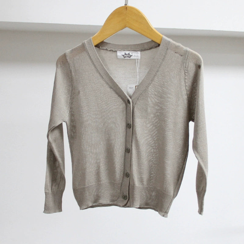 Stylish Medium and Large Children's Summer Clothes Air Conditioning Sweater Sweater