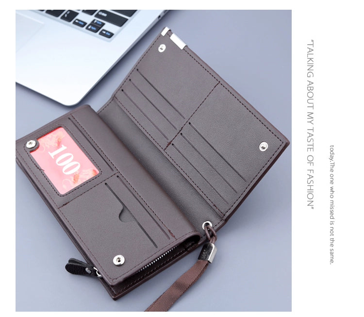 Trendy Long Business Men's Casual Zipper Handbag