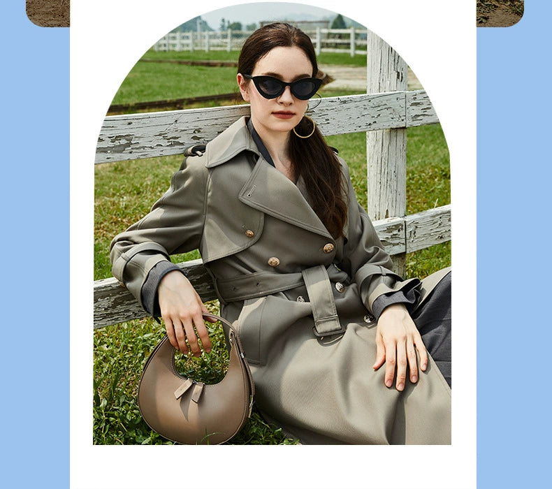 2024 Spring & Fall New Arrival Big Brand Classy C Double Breasted Loose Retro Elegant Mid Length Long Length Trench Coat Outwear Women Viralgem Store