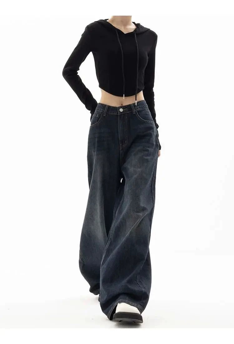 Wide Leg Jeans Women Korean Fashion Harajuku Baggy Denim Tro
