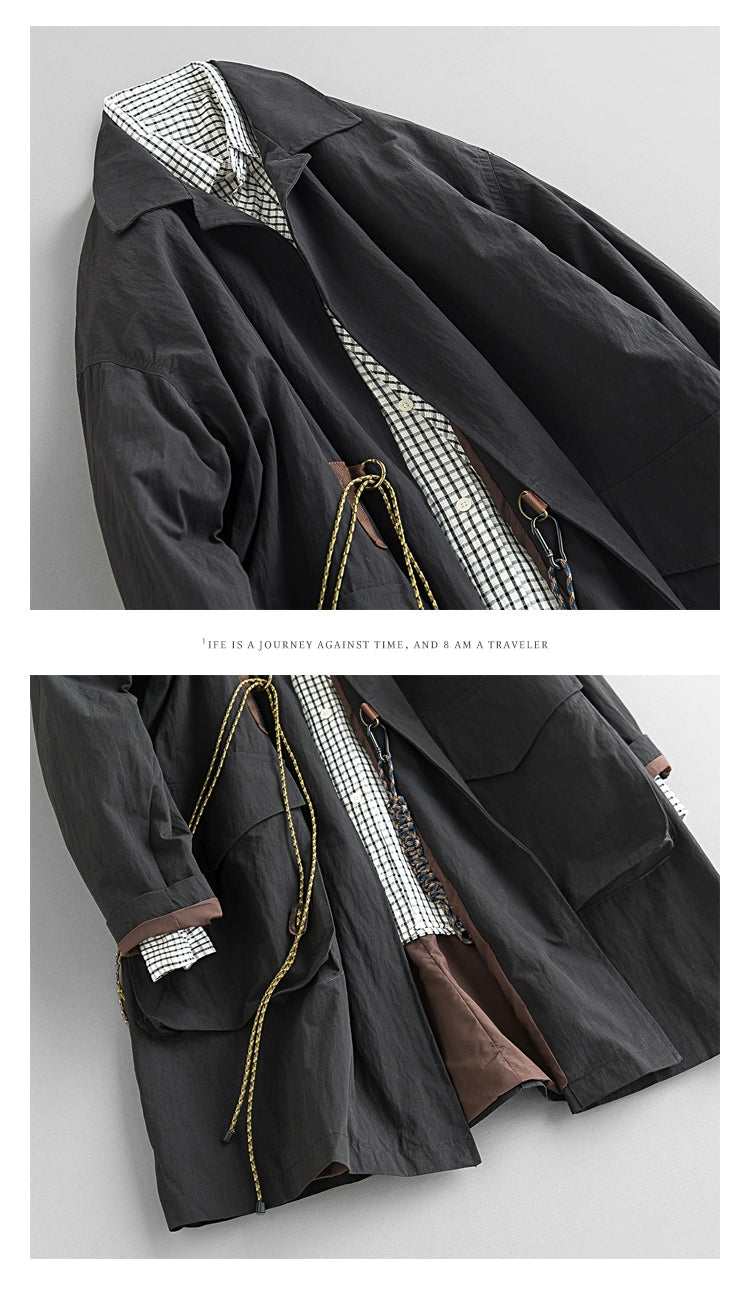 Spring & Fall Retro Removable Mid Length Long Length Outdoor Windbreaker Viralgem Store