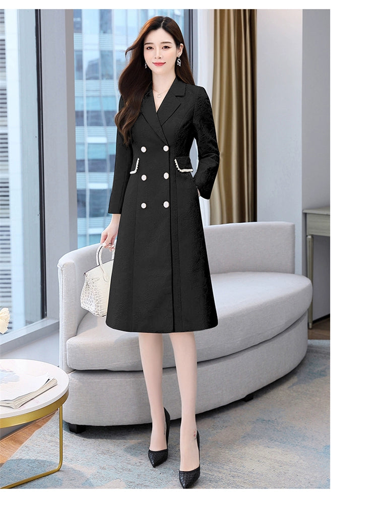 2024 Fashion Minimalist Generous Elegant Elegance Double Breasted Mid Length Long Length Trench Coat