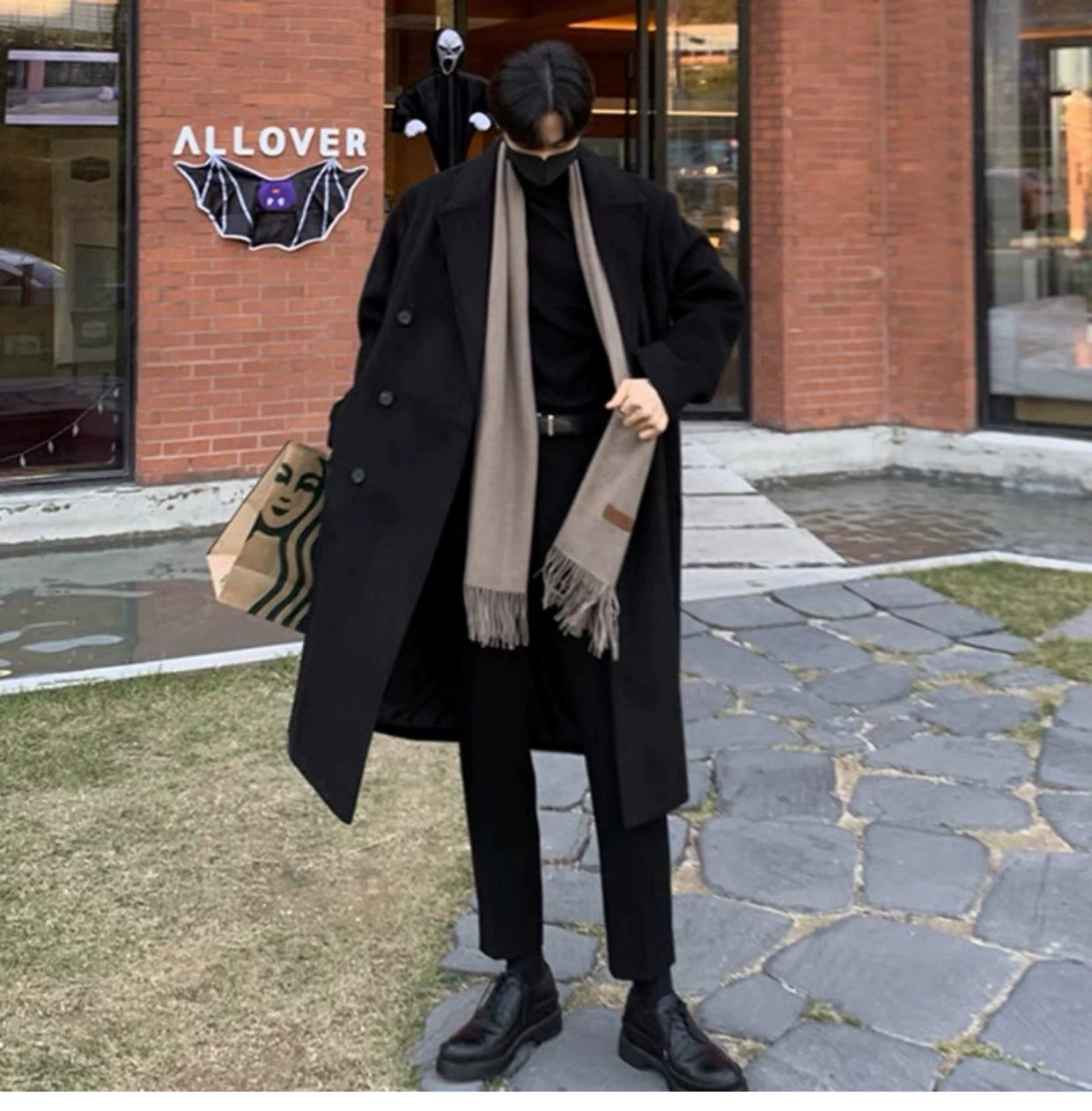 Visvim X WMV Trendy Mid Length Long Length Trench Coat Men's Fall and Winter New Arrival Fashion All-Matching Woolen Coat Outerwear Ins