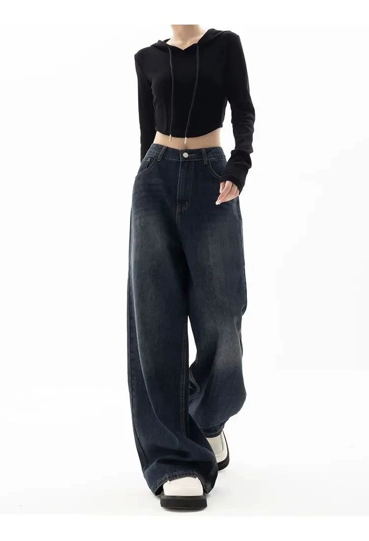 Wide Leg Jeans Women Korean Fashion Harajuku Baggy Denim Tro