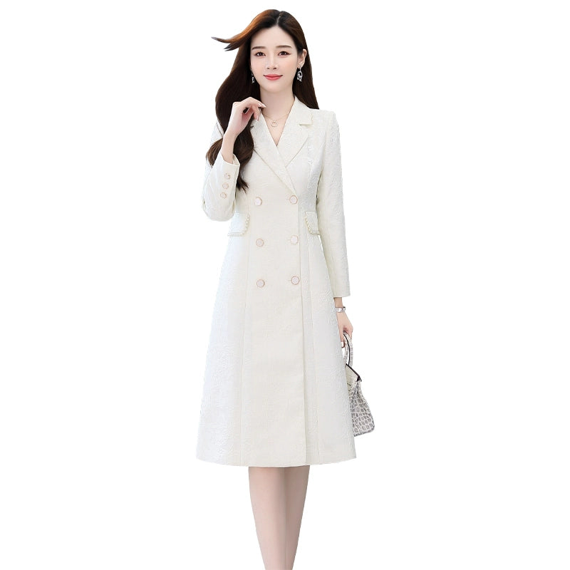 2024 Fashion Minimalist Generous Elegant Elegance Double Breasted Mid Length Long Length Trench Coat
