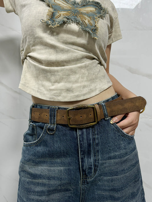 Y2g Women's Sexy with Skirt Retro Brown Belt