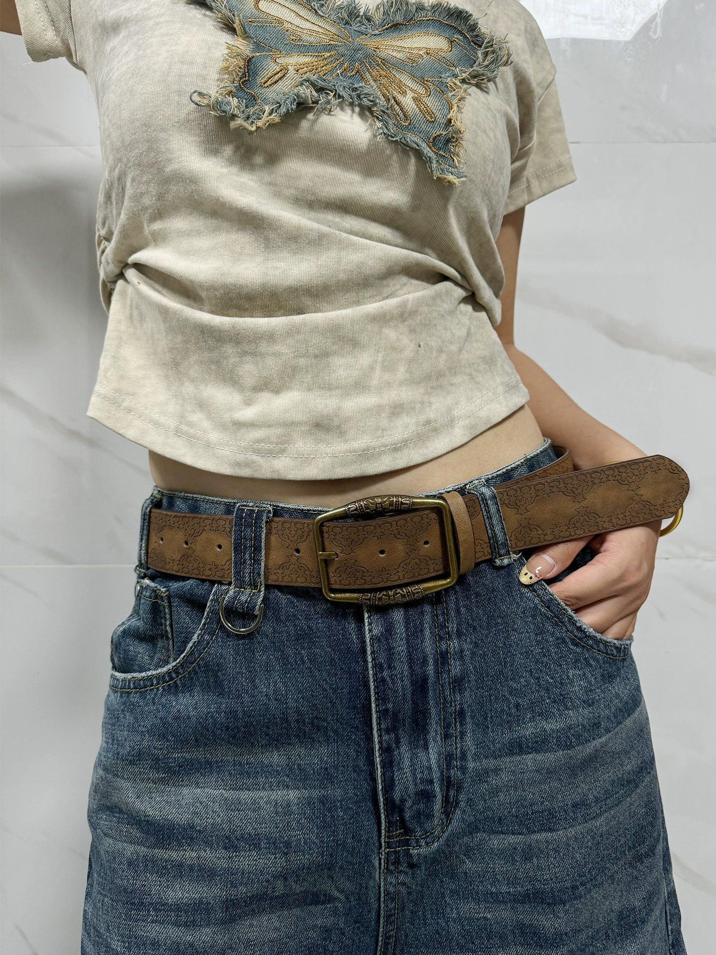 Y2g Women's Sexy with Skirt Retro Brown Belt