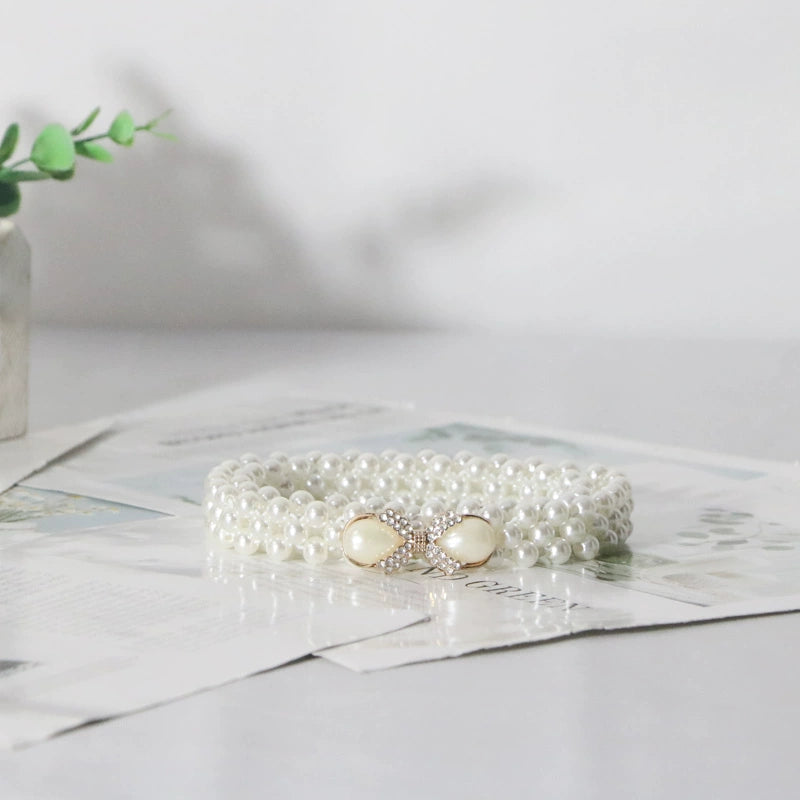 Women's Pearl Elastic Rhinestone Hanfu Waist Dress