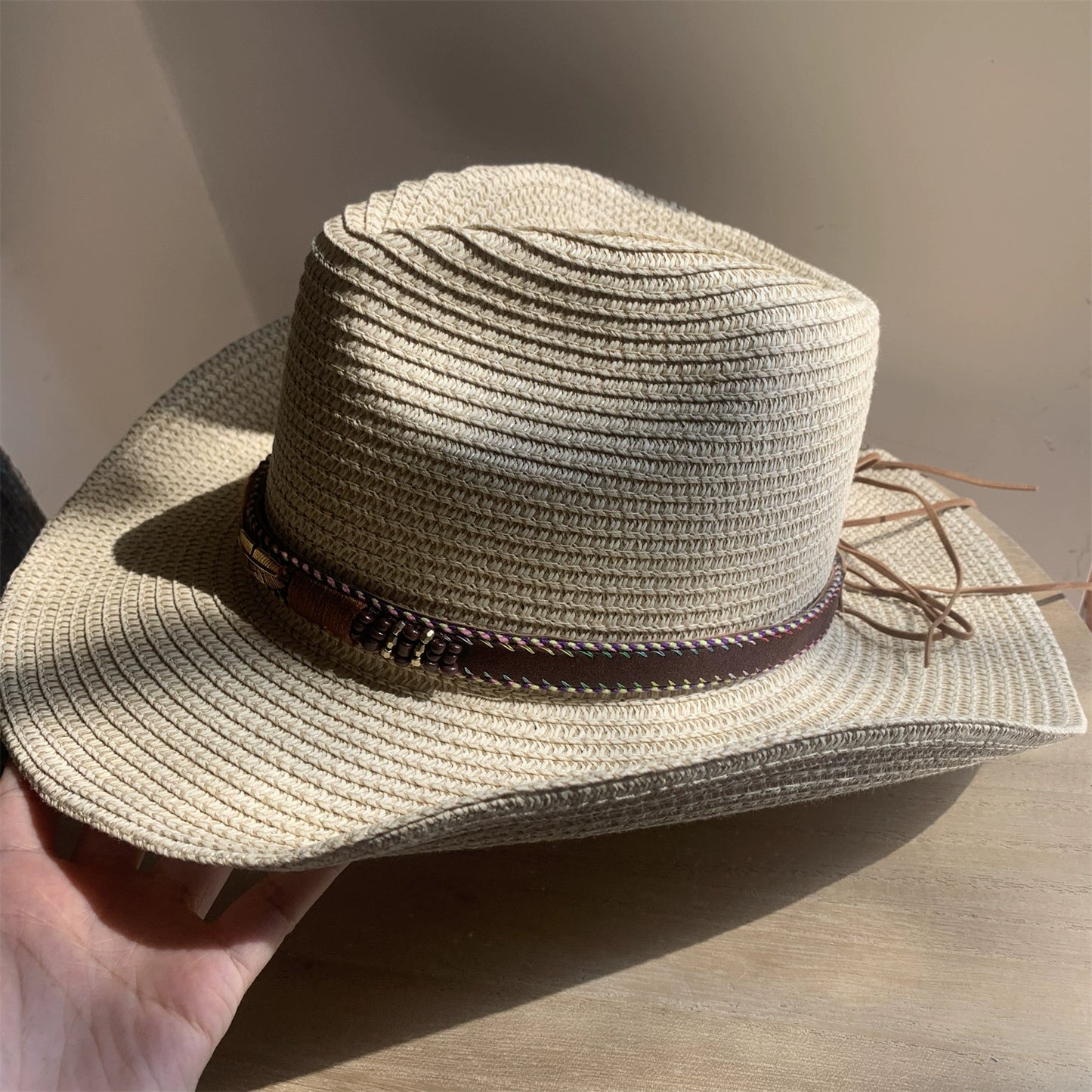 Straw Hat Foldable Couple Fishing Western Cowboy Hat