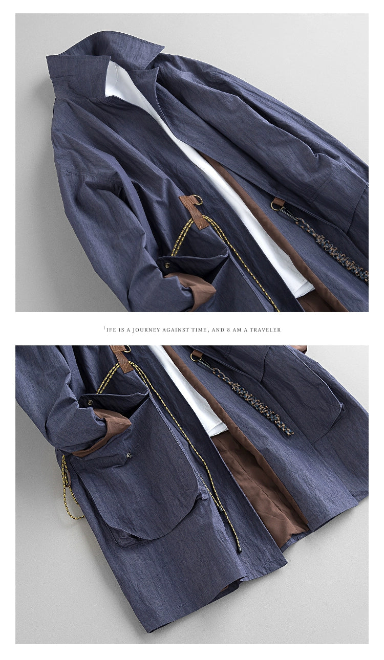 Spring & Fall Retro Removable Mid Length Long Length Outdoor Windbreaker Viralgem Store