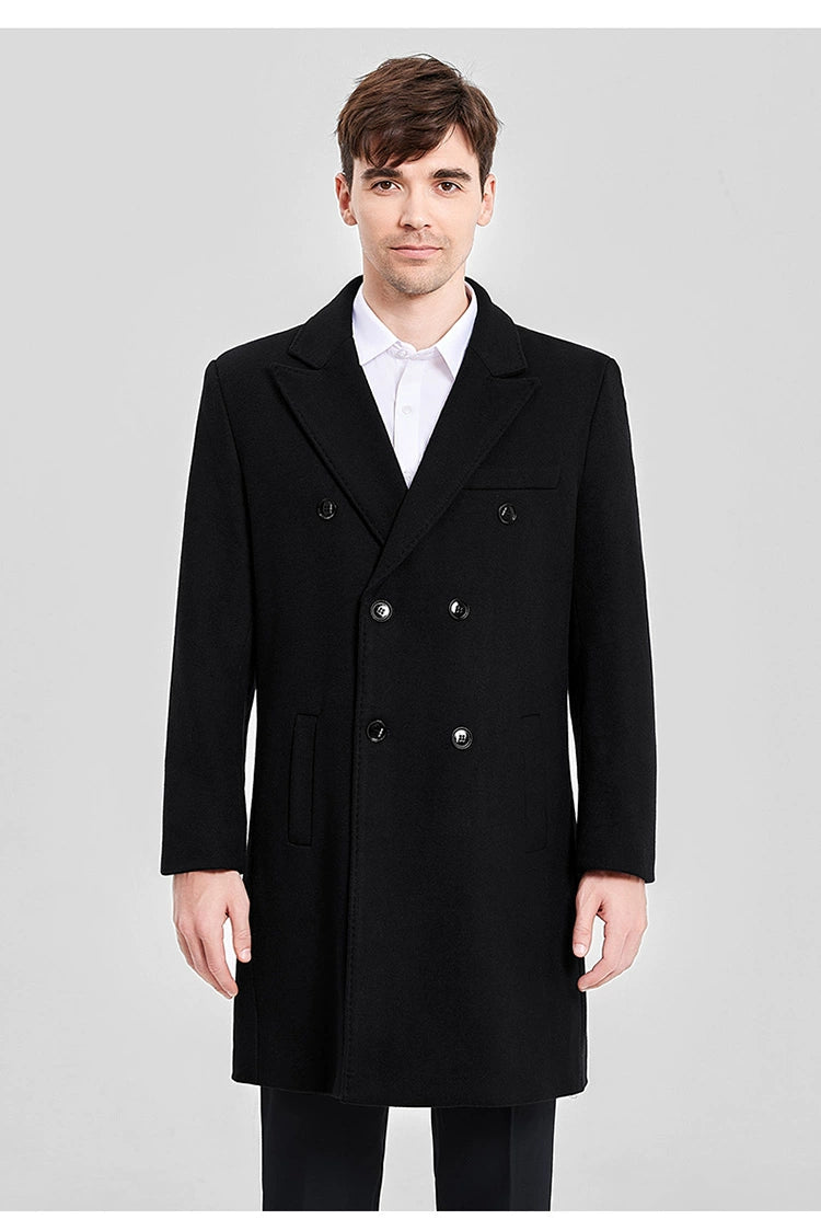 Woolen Coat Winter Thickened New Double Breasted Suit Coat Hotel Manager Work Clothes Mid Length Long Length Trench Coat Viralgem Store