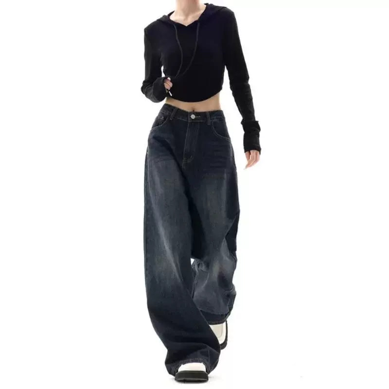 Wide Leg Jeans Women Korean Fashion Harajuku Baggy Denim Tro