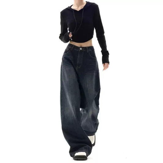 Wide Leg Jeans Women Korean Fashion Harajuku Baggy Denim Tro