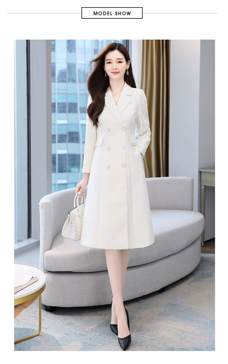 2024 Fashion Minimalist Generous Elegant Elegance Double Breasted Mid Length Long Length Trench Coat