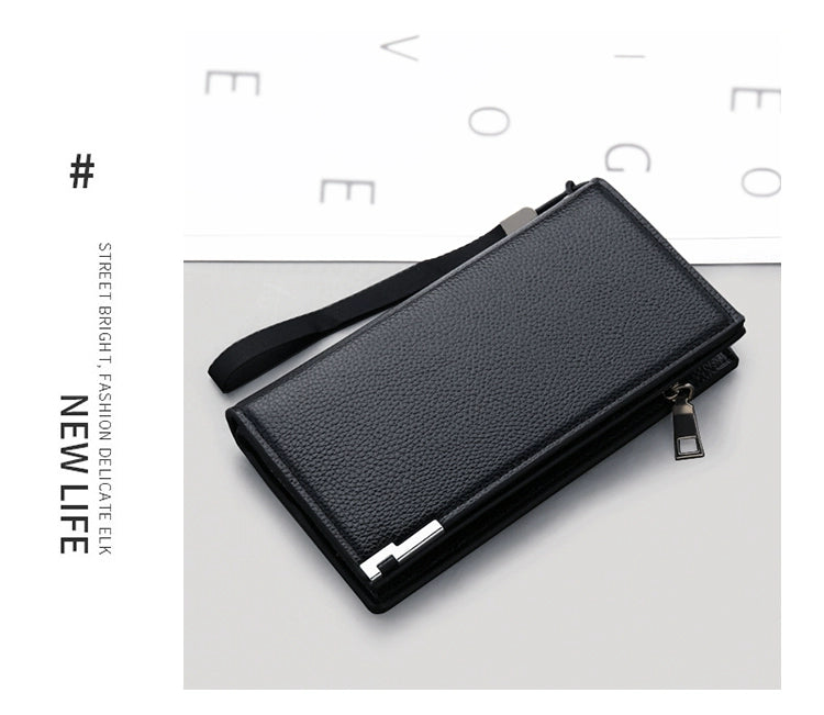 Trendy Long Business Men's Casual Zipper Handbag