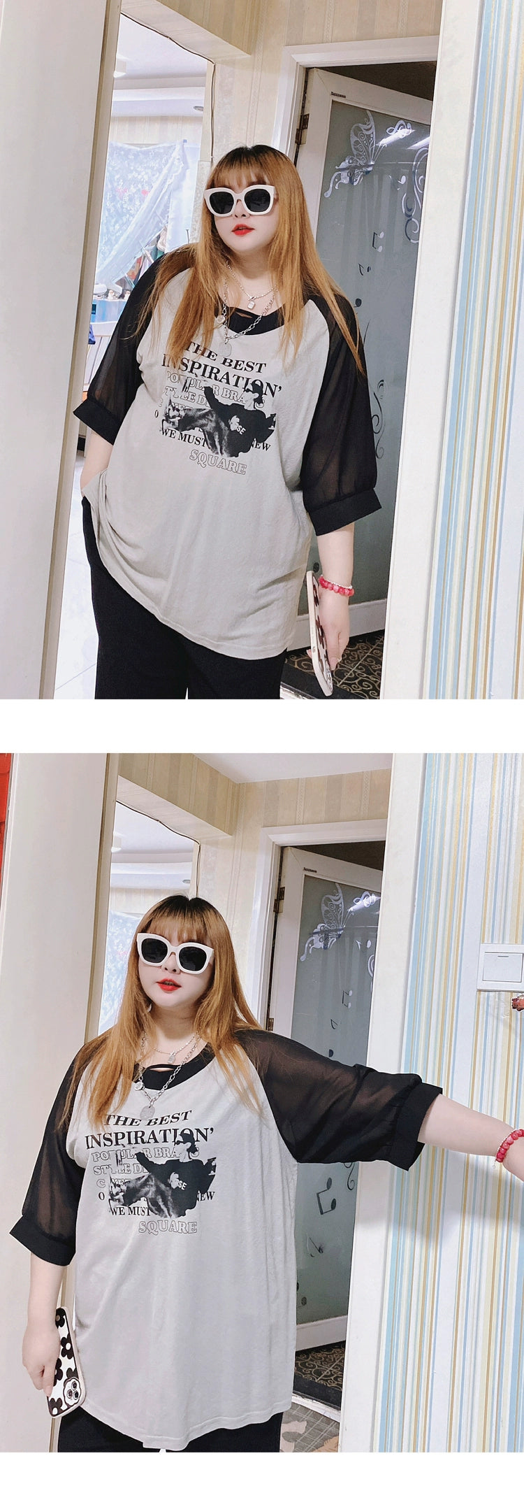 120.00kg Fashion Style Hello Fat Girl Short Sleeve T-shirt