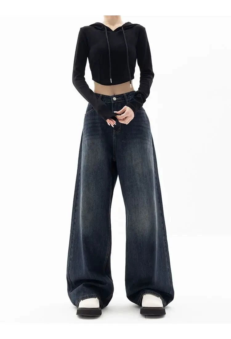 Wide Leg Jeans Women Korean Fashion Harajuku Baggy Denim Tro