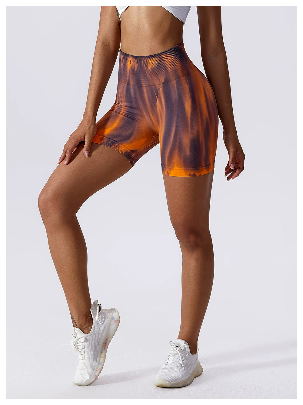 Special Offer! Tie-Dyed Aurora Yoga Fitness Short Shorts Women's High Waist Hip Lift Wicking Breathable Stretch Tight