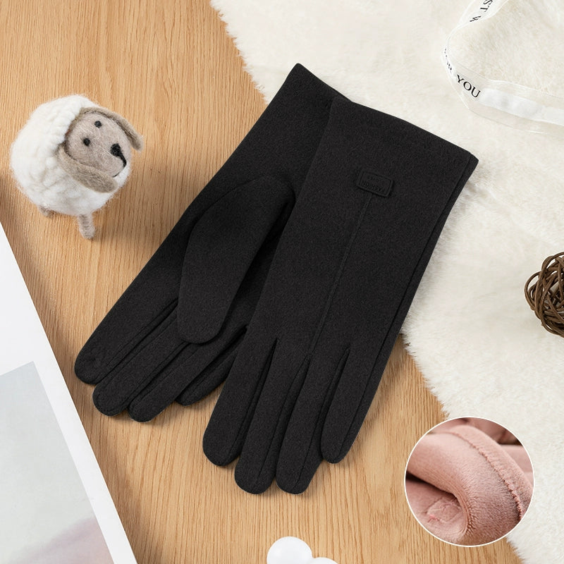 Women's Warm-Keeping and Cold-Proof Five-Finger Double-Layer Thickened Gloves for Autumn and Winter