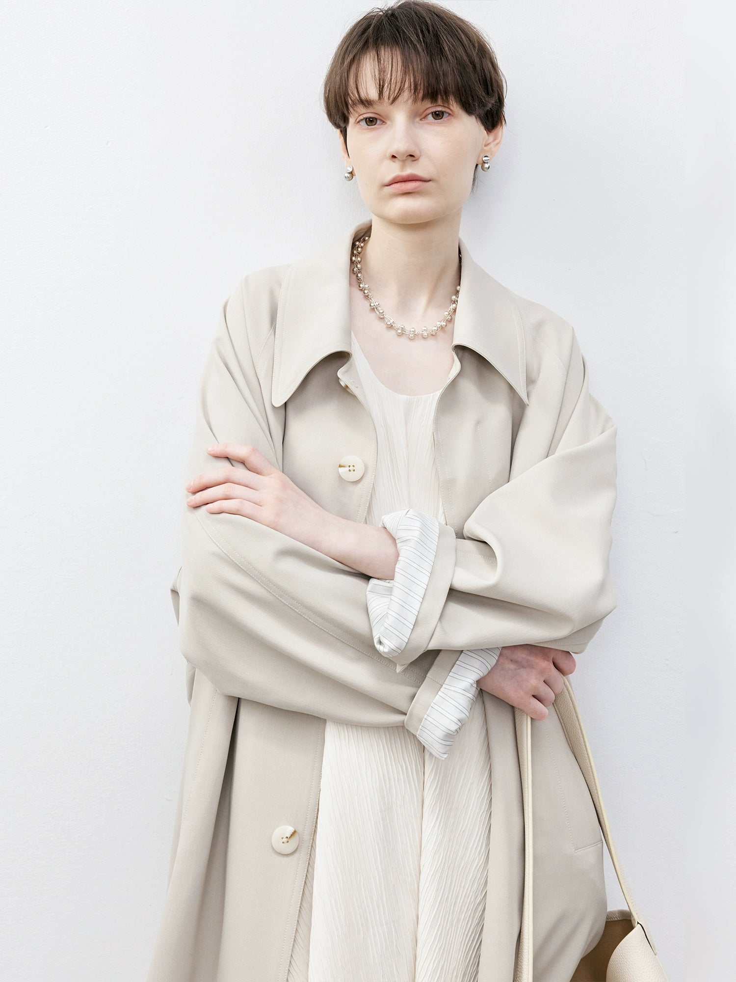 Tageechita Stripes Lapel Long Trench Coat Viralgem Store