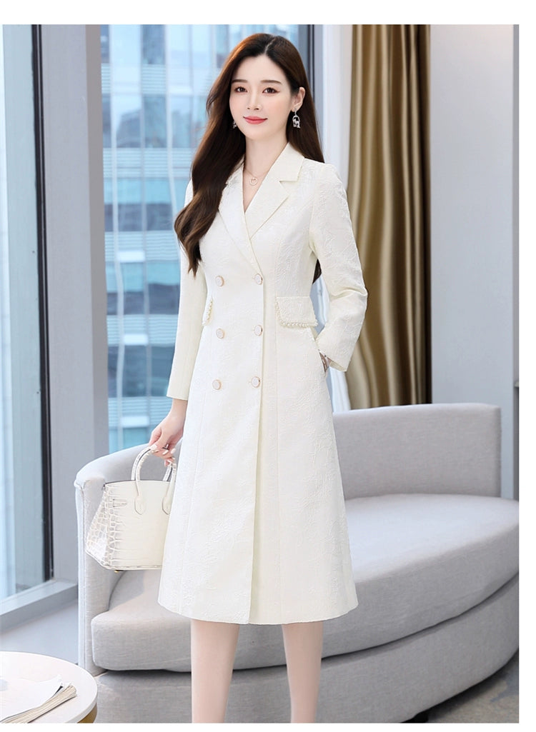 2024 Fashion Minimalist Generous Elegant Elegance Double Breasted Mid Length Long Length Trench Coat