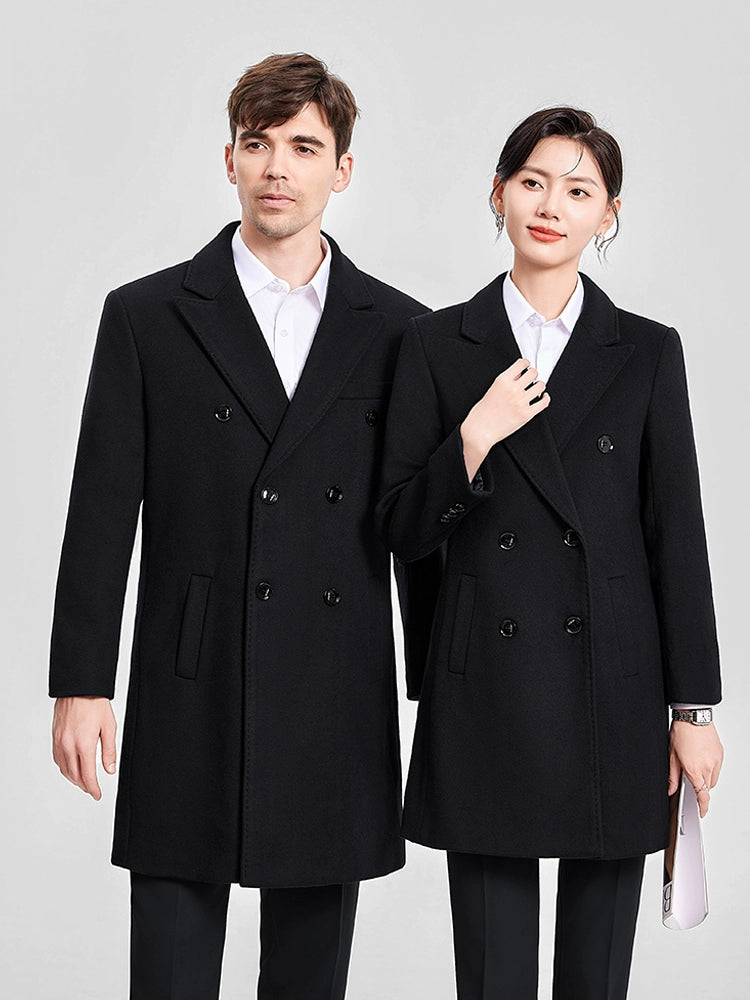 Woolen Coat Winter Thickened New Double Breasted Suit Coat Hotel Manager Work Clothes Mid Length Long Length Trench Coat Viralgem Store