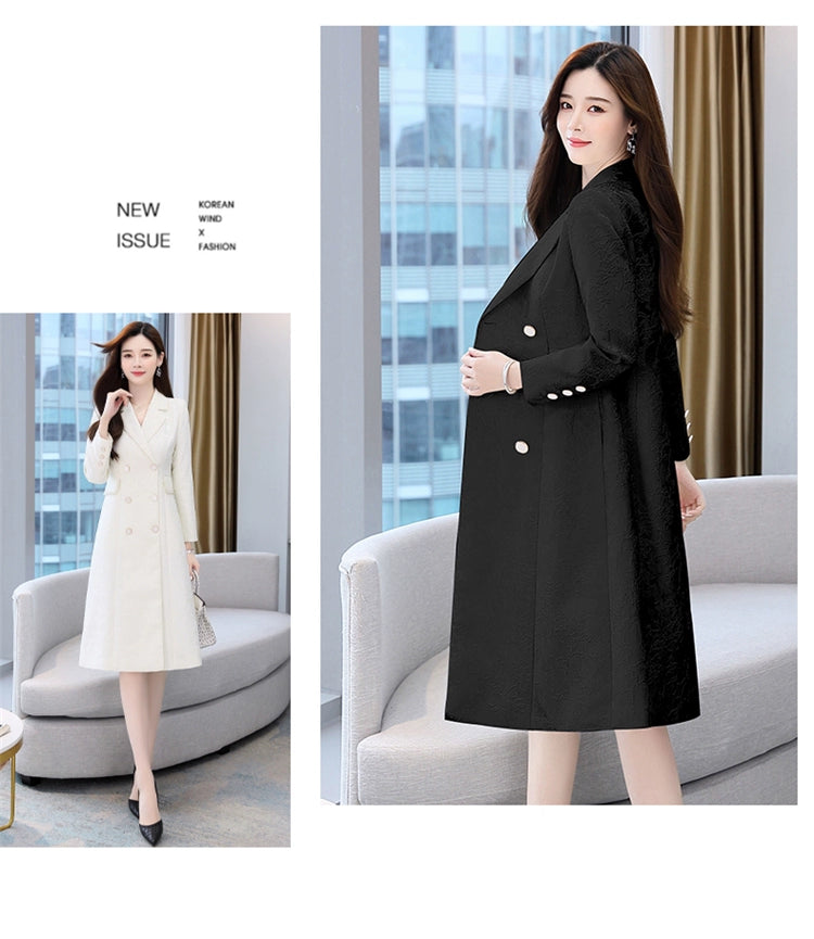 2024 Fashion Minimalist Generous Elegant Elegance Double Breasted Mid Length Long Length Trench Coat