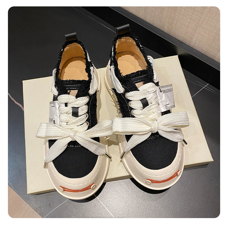 Tan Jianji Style Canvas Shoes Women's Summer 2023 New Arrival Thick Sole Beggar Shoes White Shoes Casual Sports Skate Shoes Fashion Shoes