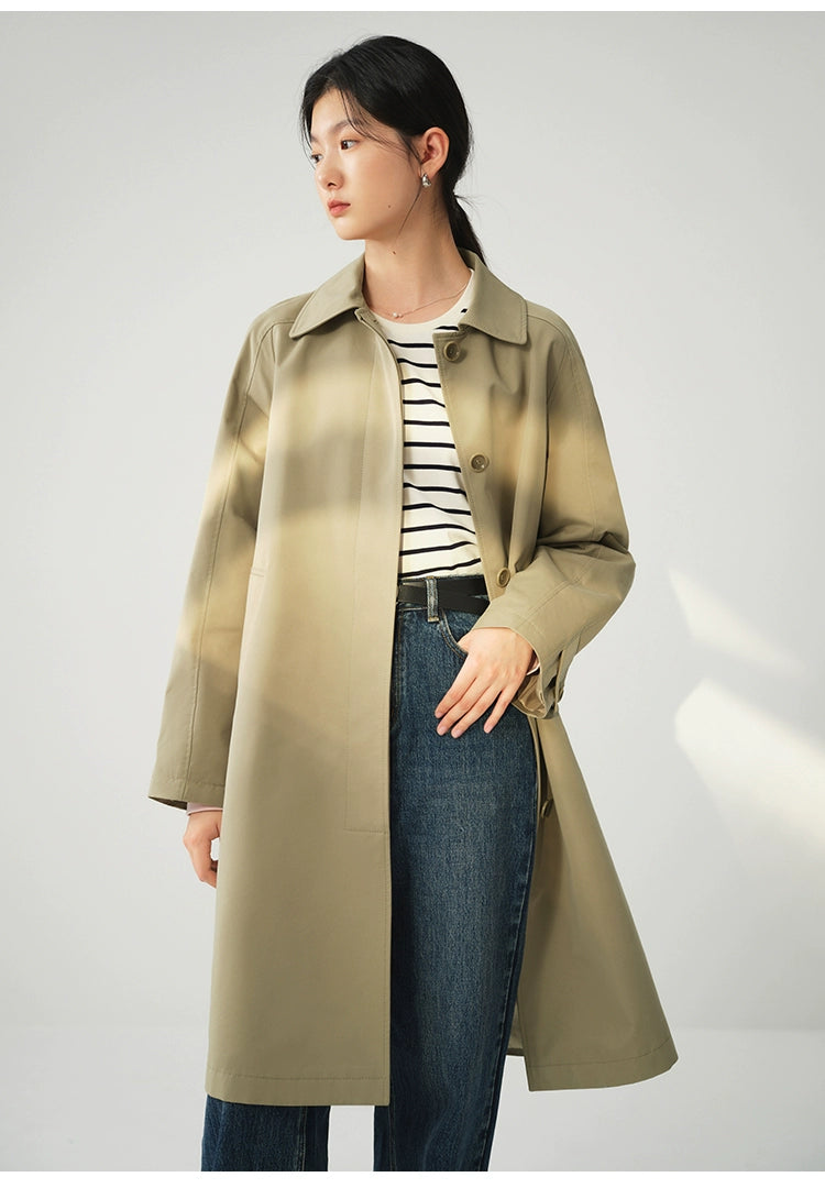 Ziqiao K-style Lapel Mid-Length Raglan Sleeve Trench Coat Viralgem Store
