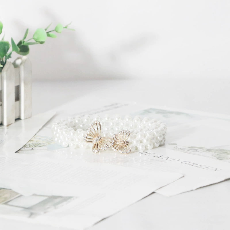 Women's Pearl Elastic Rhinestone Hanfu Waist Dress