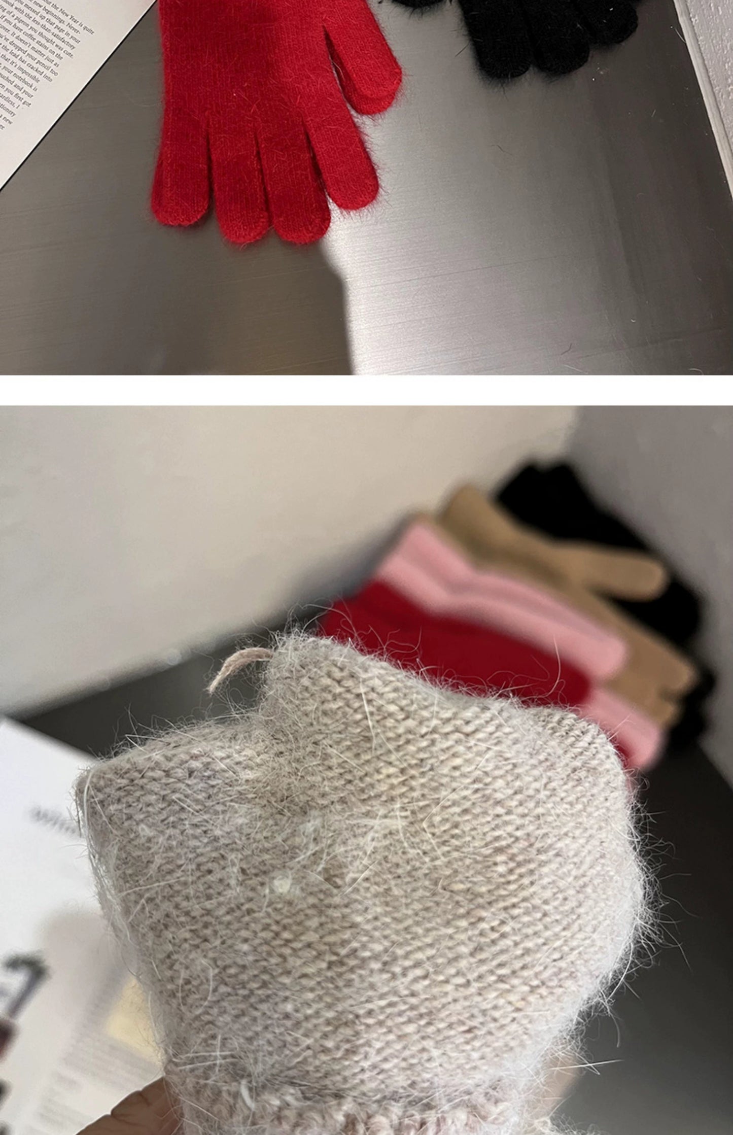 South Korea Ins Solid Color Cycling Gloves Student Cute Wild Cold-Proof Warm Finger Stuffed Knitted Gloves Female Winter