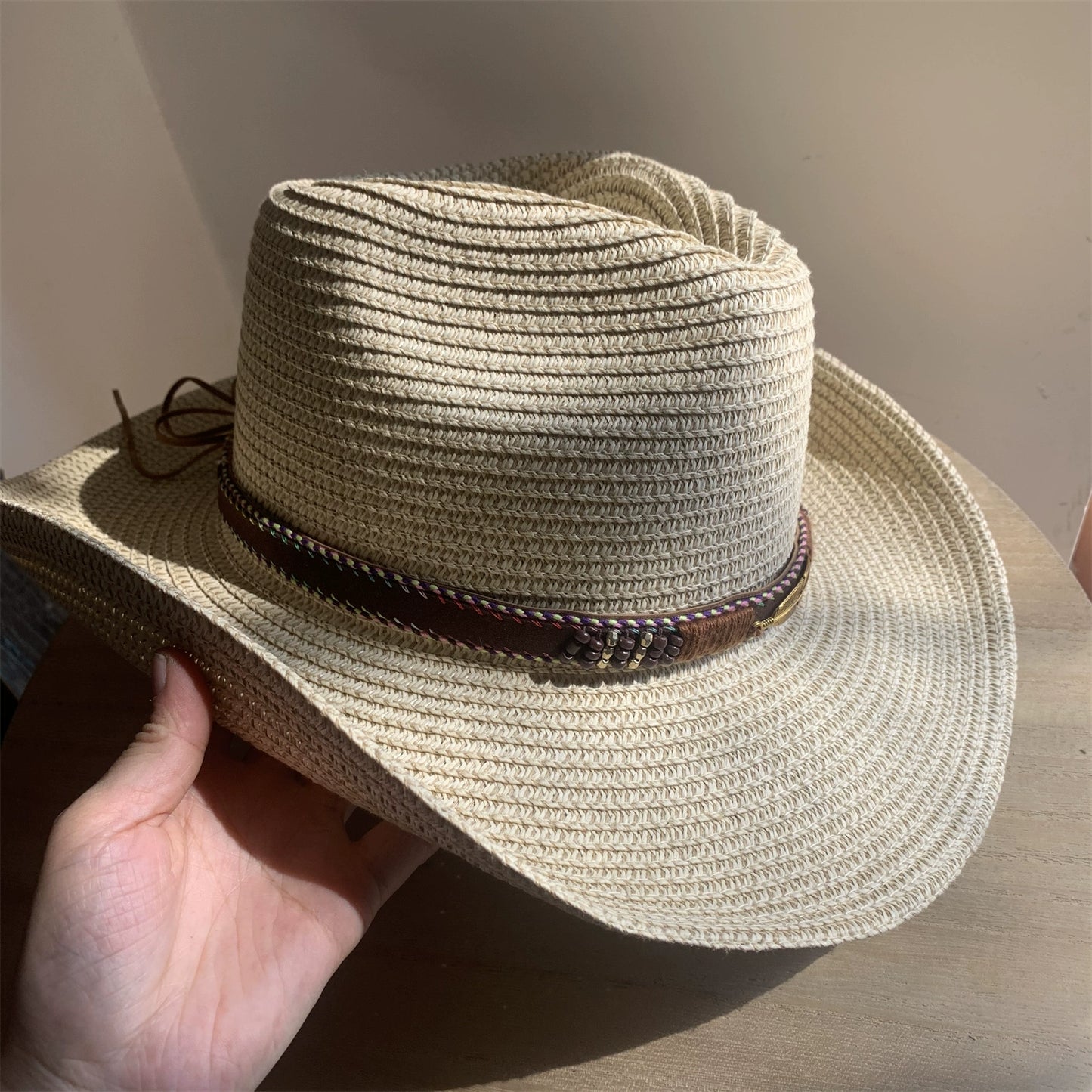 Straw Hat Foldable Couple Fishing Western Cowboy Hat
