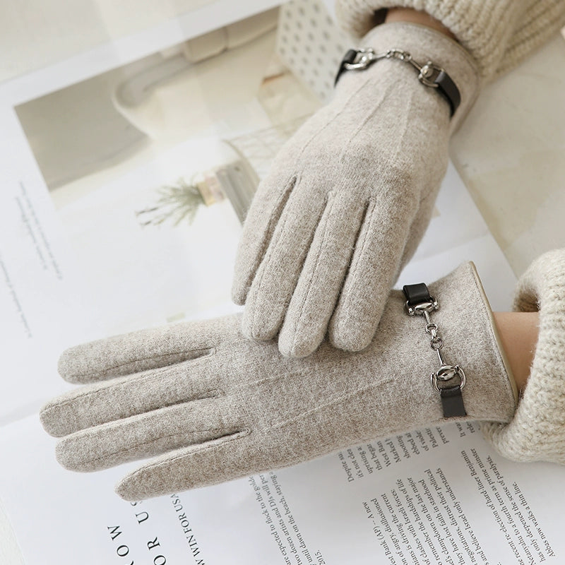 Women's Warm-Keeping and Cold-Proof Five-Finger Double-Layer Thickened Gloves for Autumn and Winter