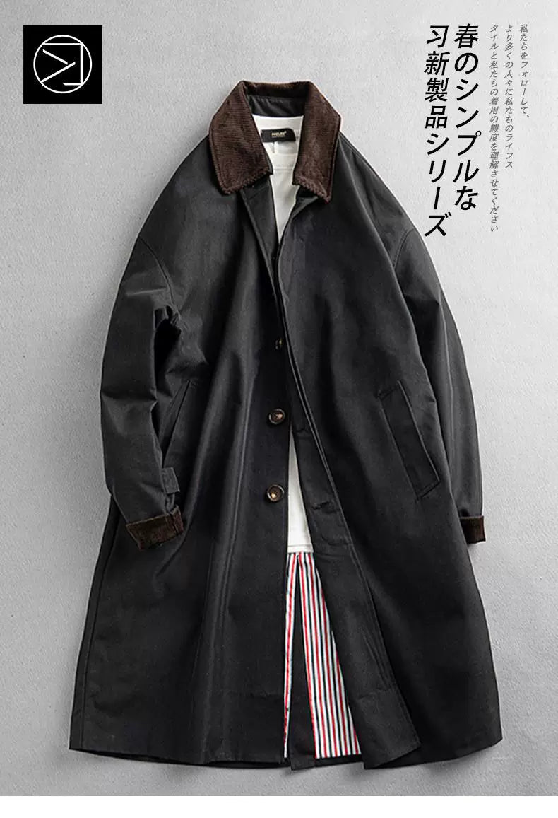 2024 Spring & Fall New Arrival K-style Loose Lapels Men's Mid-Length Trench Coat Japanese-Style Retro Casual Korean Coat Men Viralgem Store
