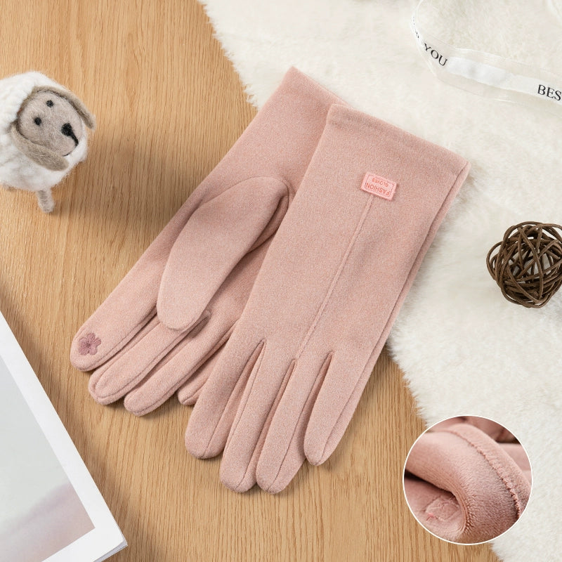 Women's Warm-Keeping and Cold-Proof Five-Finger Double-Layer Thickened Gloves for Autumn and Winter