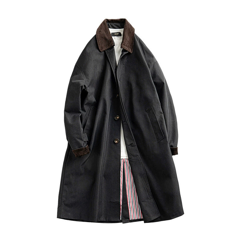 2024 Spring & Fall New Arrival K-style Loose Lapels Men's Mid-Length Trench Coat Japanese-Style Retro Casual Korean Coat Men Viralgem Store