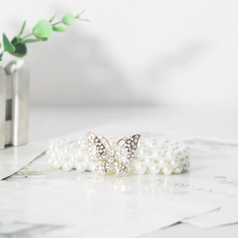 Women's Pearl Elastic Rhinestone Hanfu Waist Dress