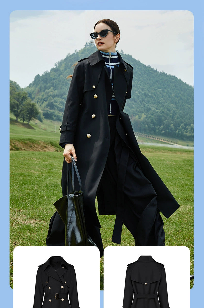 2024 Spring & Fall New Arrival Big Brand Classy C Double Breasted Loose Retro Elegant Mid Length Long Length Trench Coat Outwear Women Viralgem Store