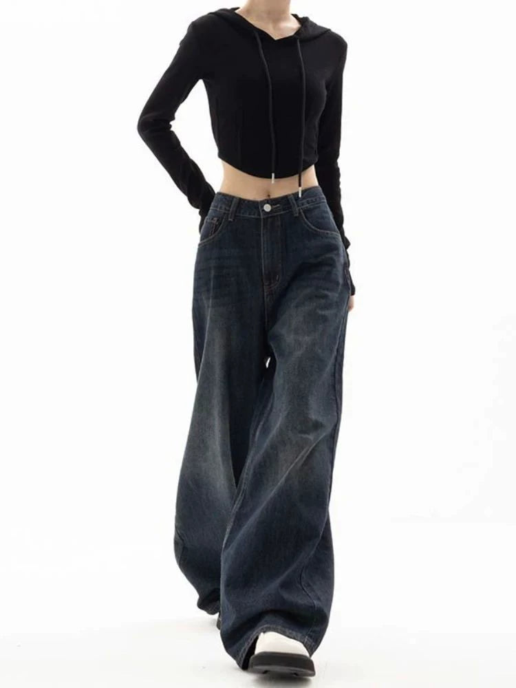 Wide Leg Jeans Women Korean Fashion Harajuku Baggy Denim Tro