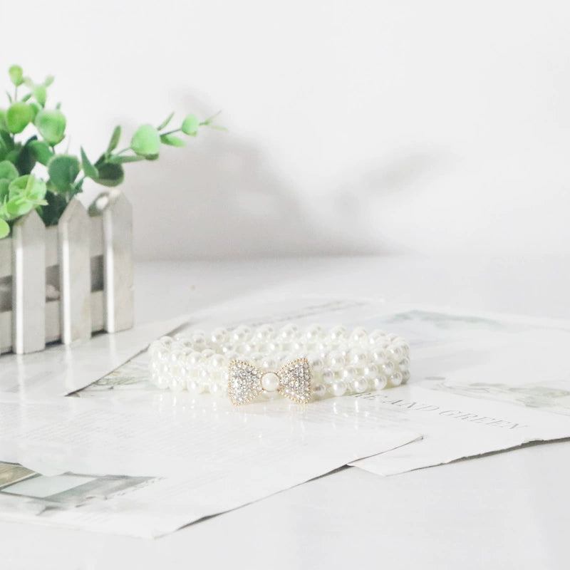 Women's Pearl Elastic Rhinestone Hanfu Waist Dress